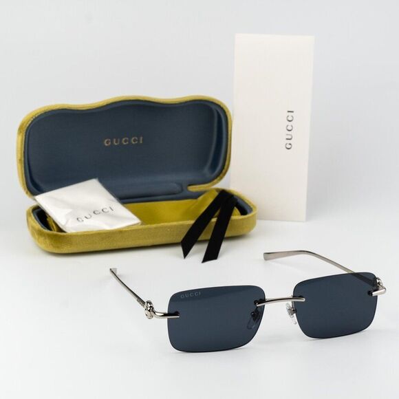 Gucci Women Sunglasses Silver Blue Rectangle GG1703S 003 BRAND NEW main image 8